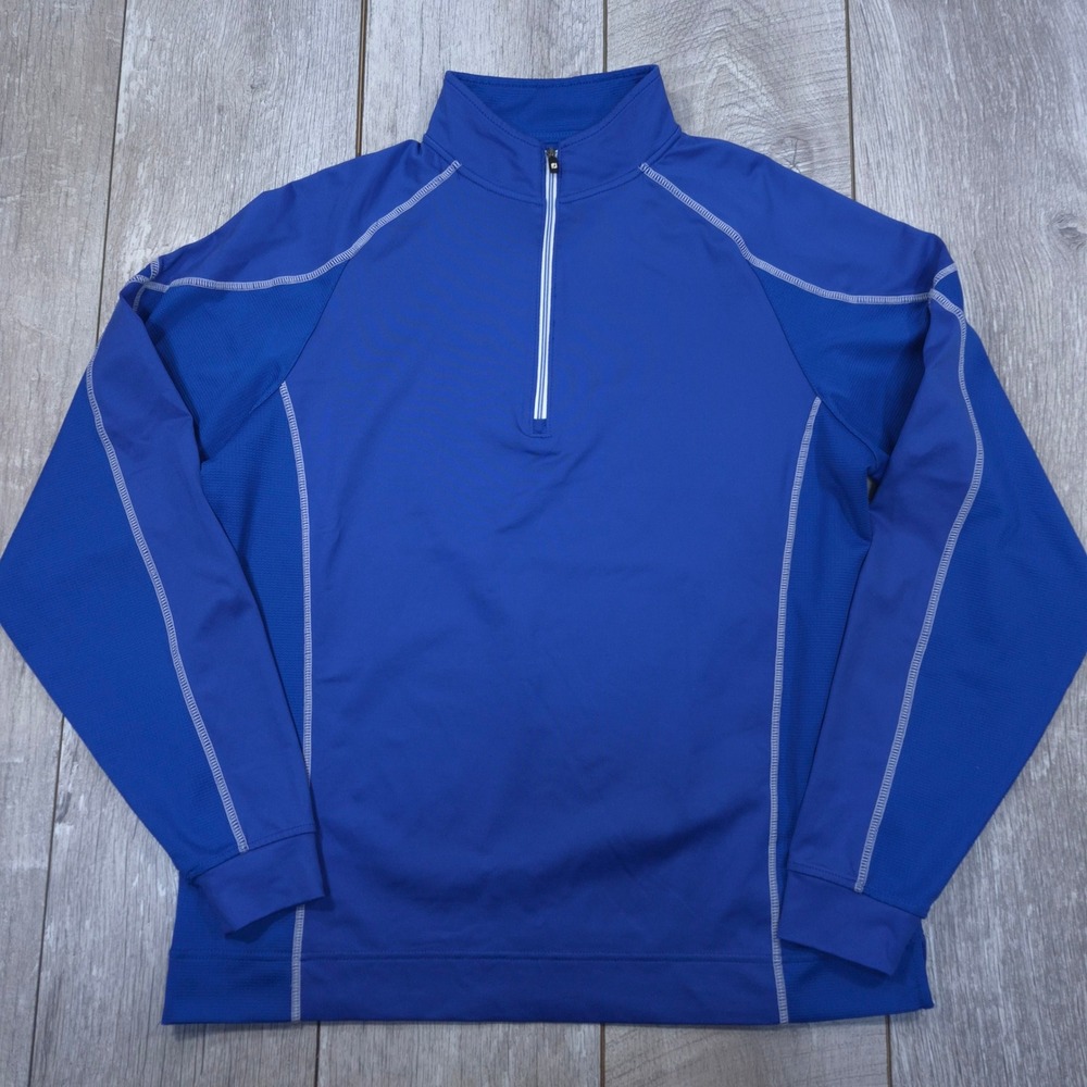 FootJoy Pullover Mens Medium Blue 1/4 Zip Textured Long Sleeve Golf Shirt